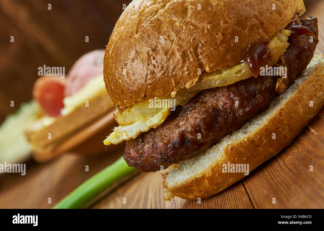 Bacon Hawaiian Turkey Burgers pepper jack cheese Stock Photo Alamy