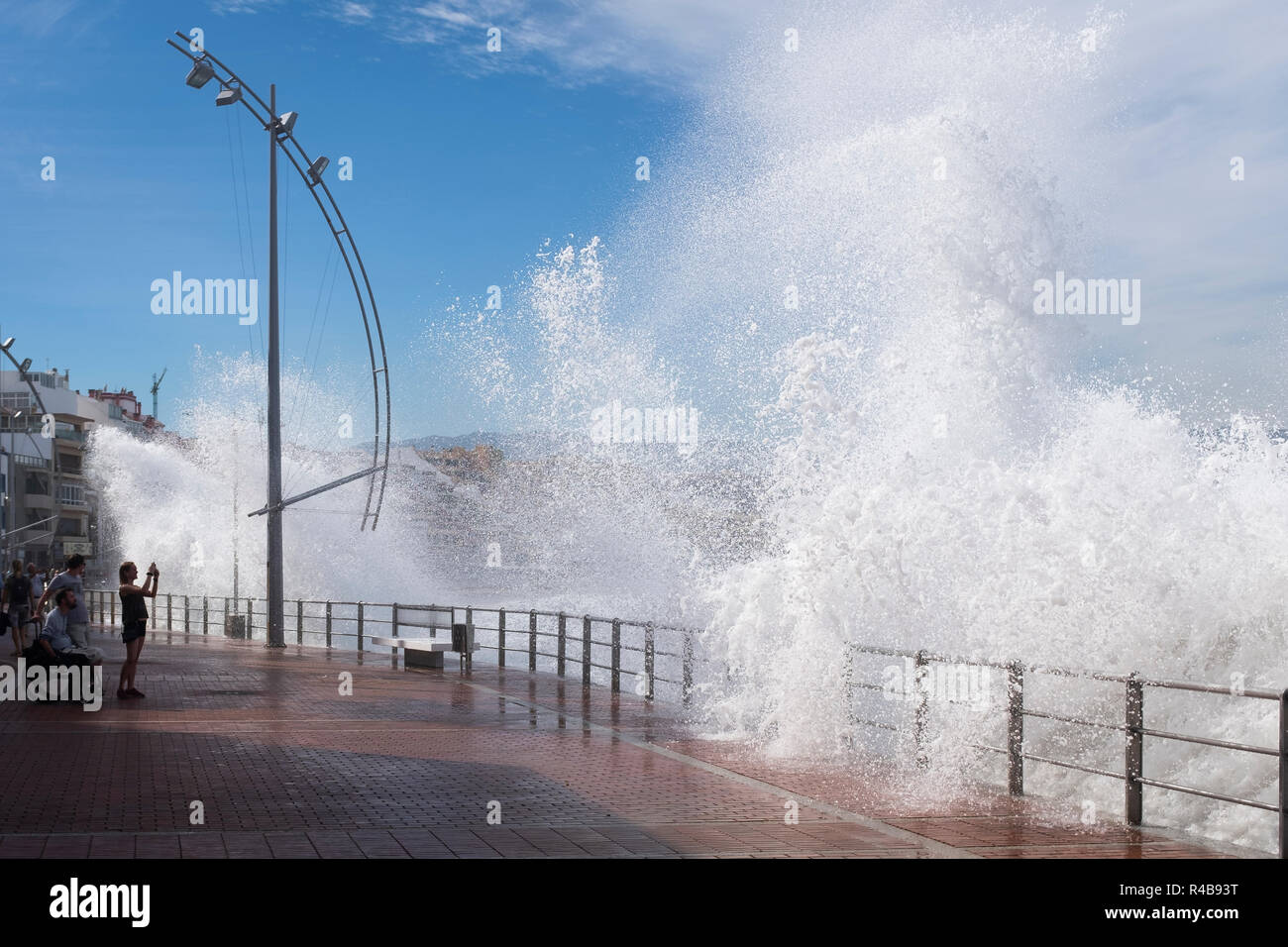 Big waves on the beach of Las Canteras. Stock Photo