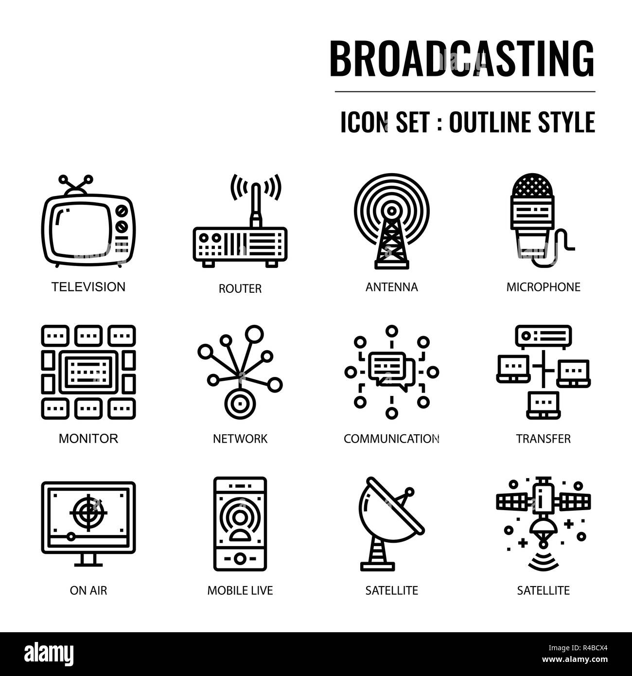 Live news broadcast icon Black and White Stock Photos & Images - Alamy