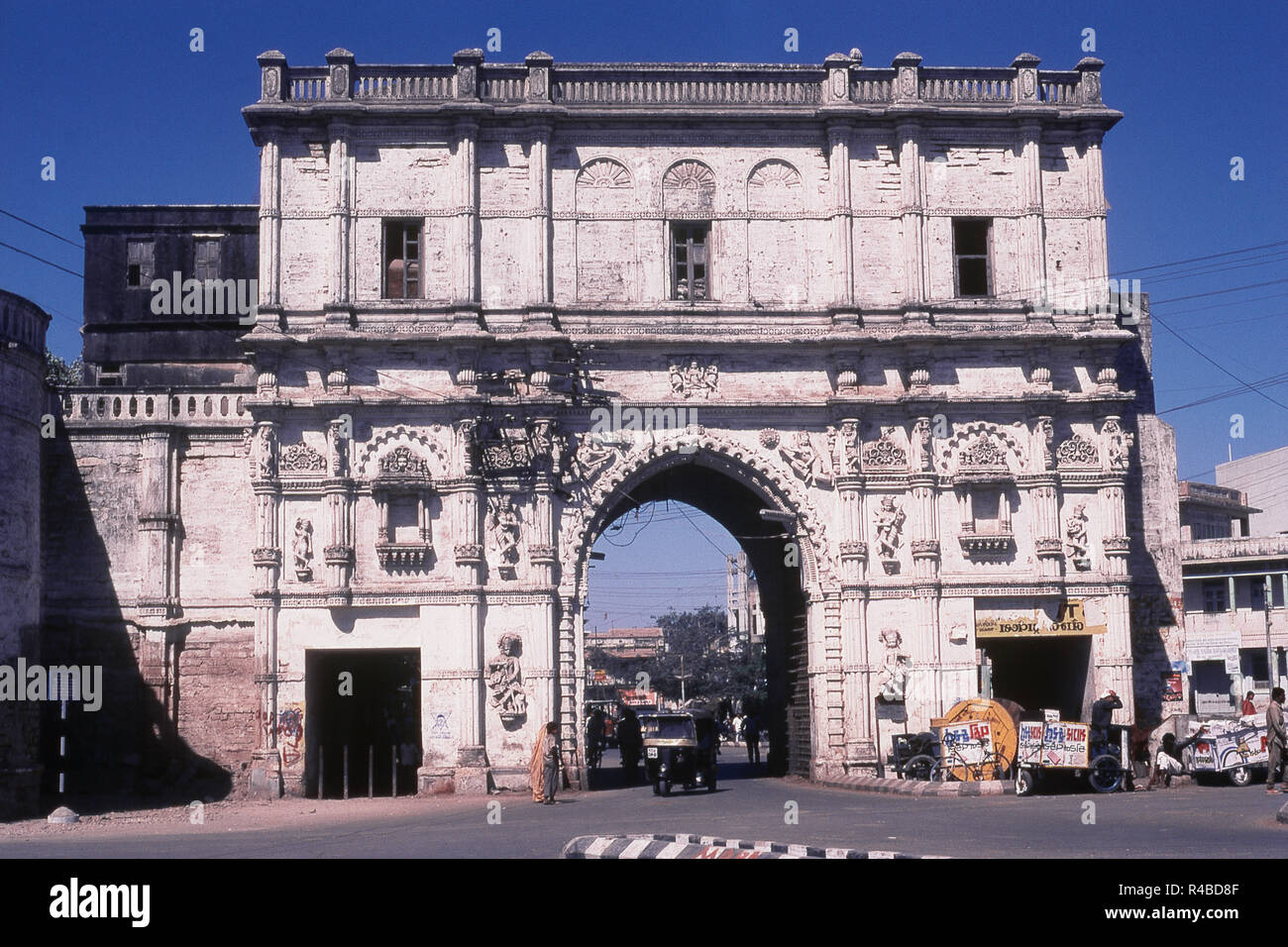 Facade of Khambhalia Gate, Jamnagar, Gujarat, India, Asia Stock Photo