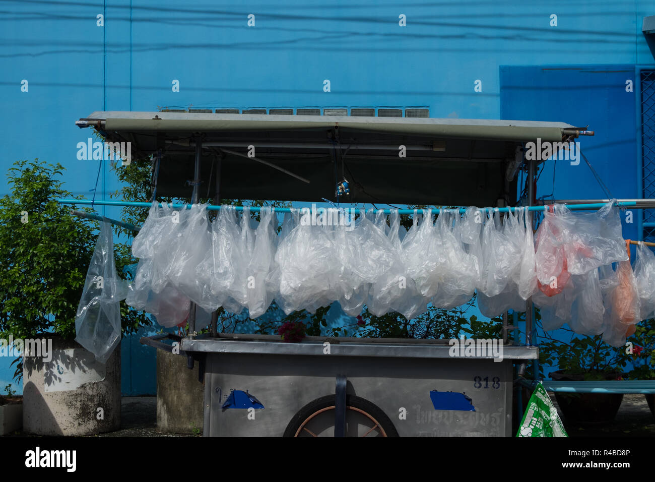 Plastic bags are drying after collection and cleaning. They will be reused in Hat Yai Thailand Stock Photo Alamy