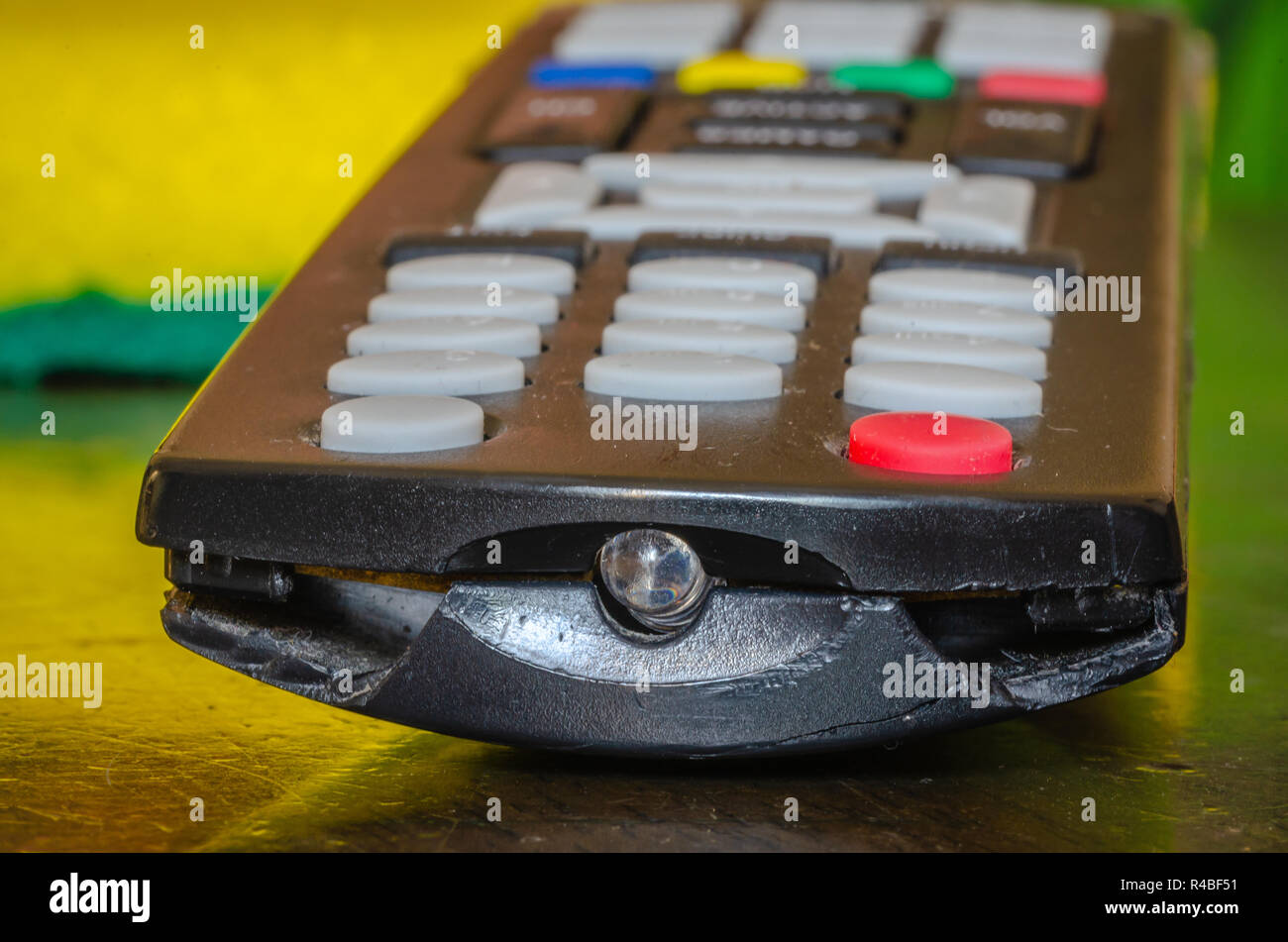 Closeup of Broken TV Remote Control Stock Photo