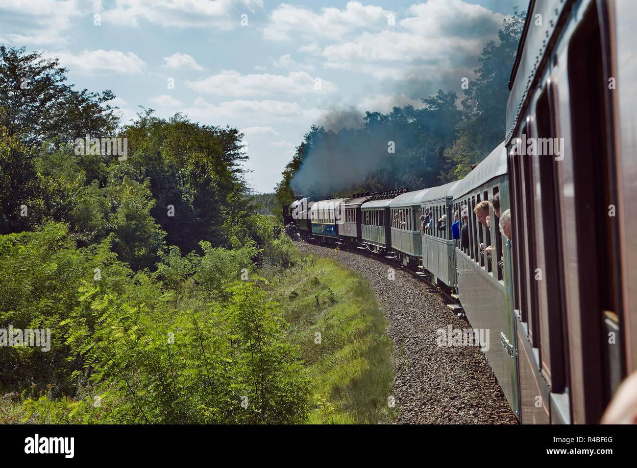 Train journey with steam Stock Photo Alamy