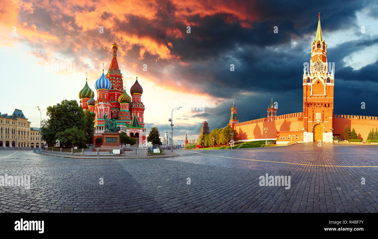 Russia - Moscow Red square with Kremlin Stock Photo