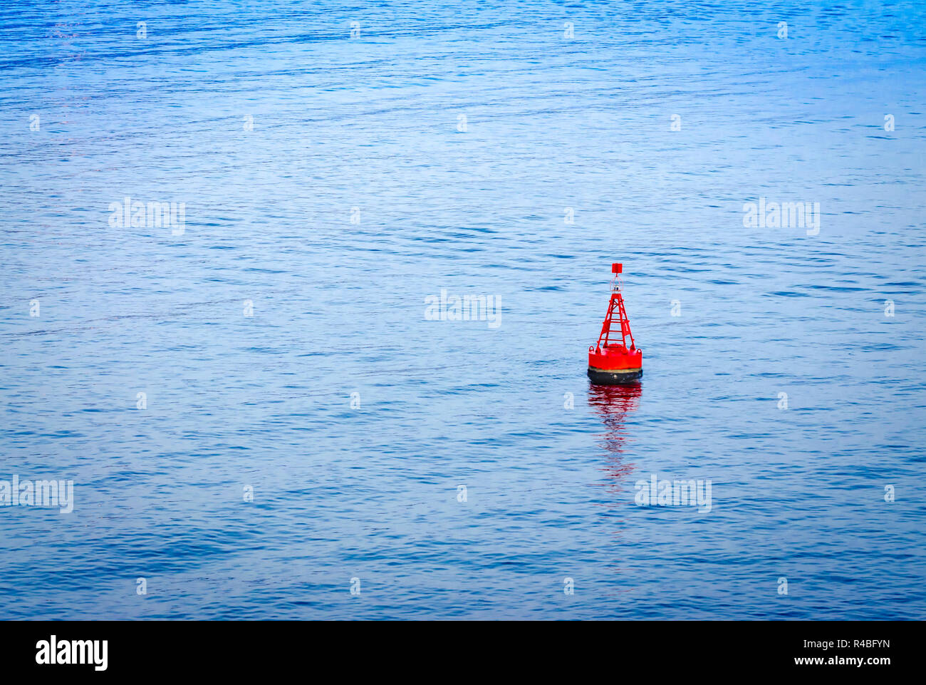 Marine buoy in the sea to warn the ships Stock Photo