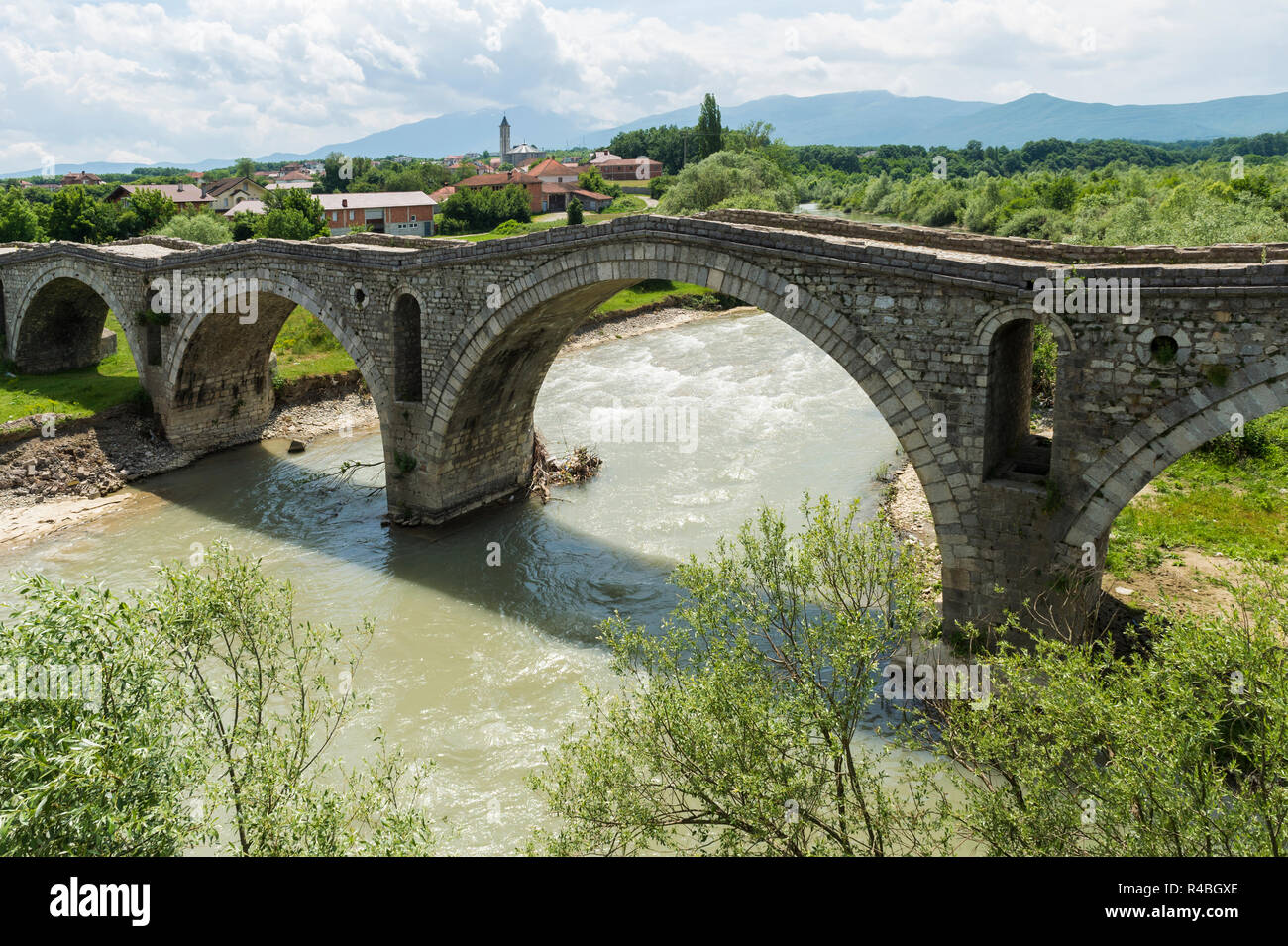Ottoman style Terzijski Bridge or Tailor’s Bridge, Gjakova, Kosovo Stock Photo