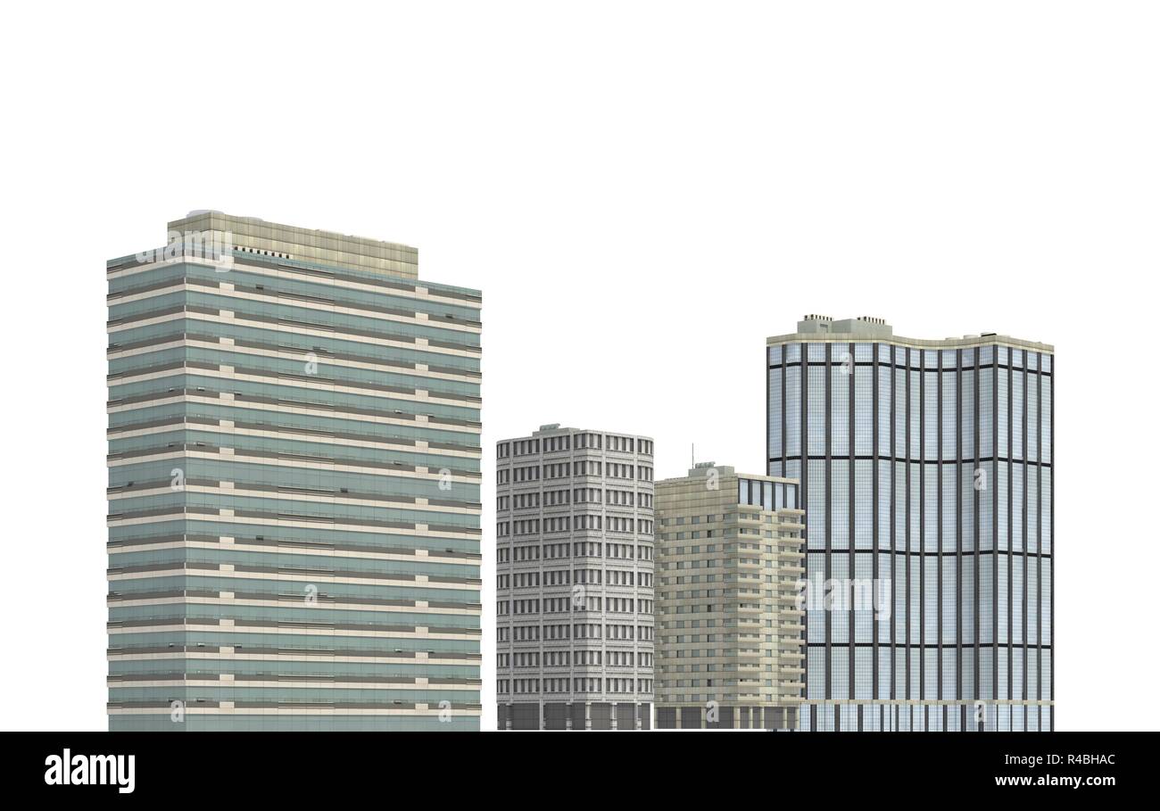 Modern buildings isolated on white background 3d illustration Stock ...