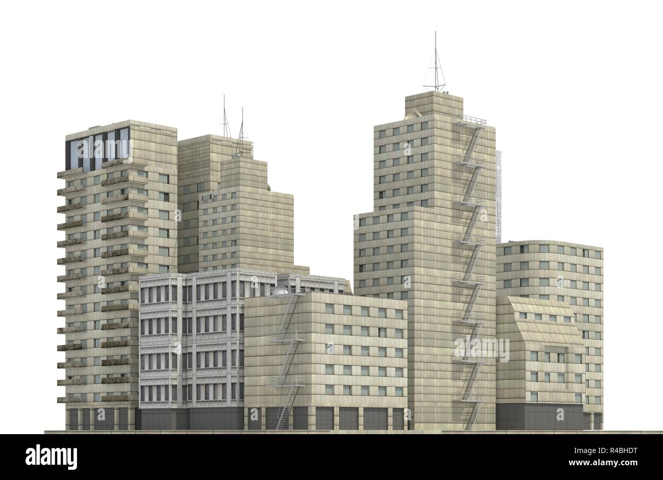 Modern buildings isolated on white background 3d illustration Stock ...