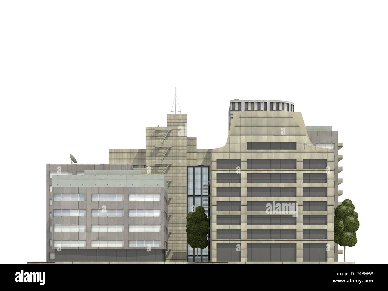 Modern buildings isolated on white background 3d illustration Stock ...