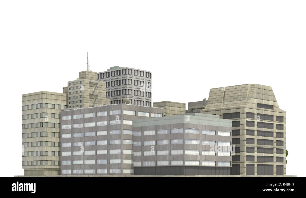 Modern buildings isolated on white background 3d illustration Stock ...