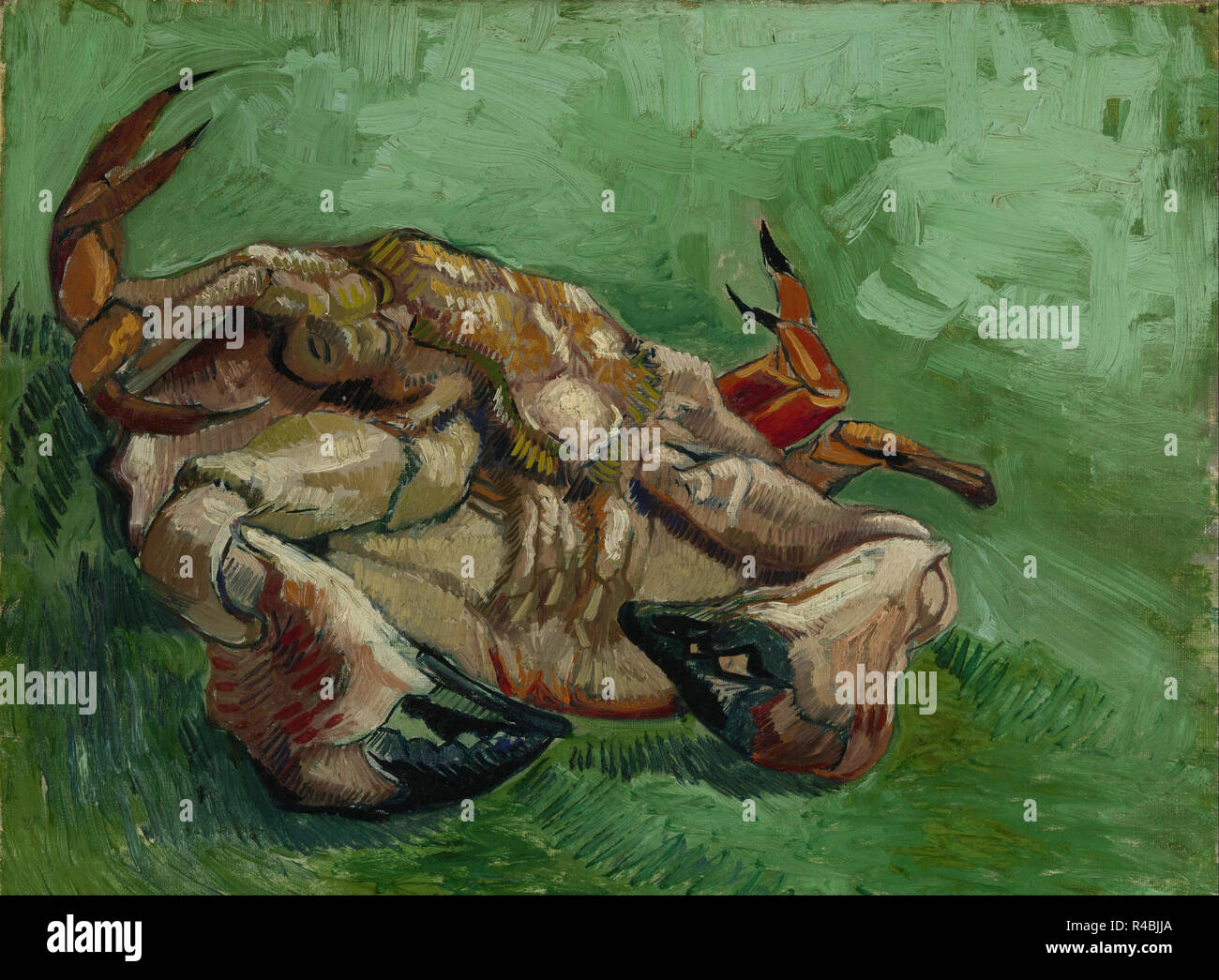 A crab on its back. Date/Period: 1888. Painting. Oil on canvas. 38 × 46.5 cm (14.9 × 18.3 in). Author: VINCENT VAN GOGH. Stock Photo