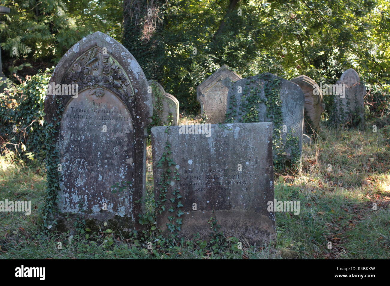 ancient tombstones Warwickshire UK Stock Photo