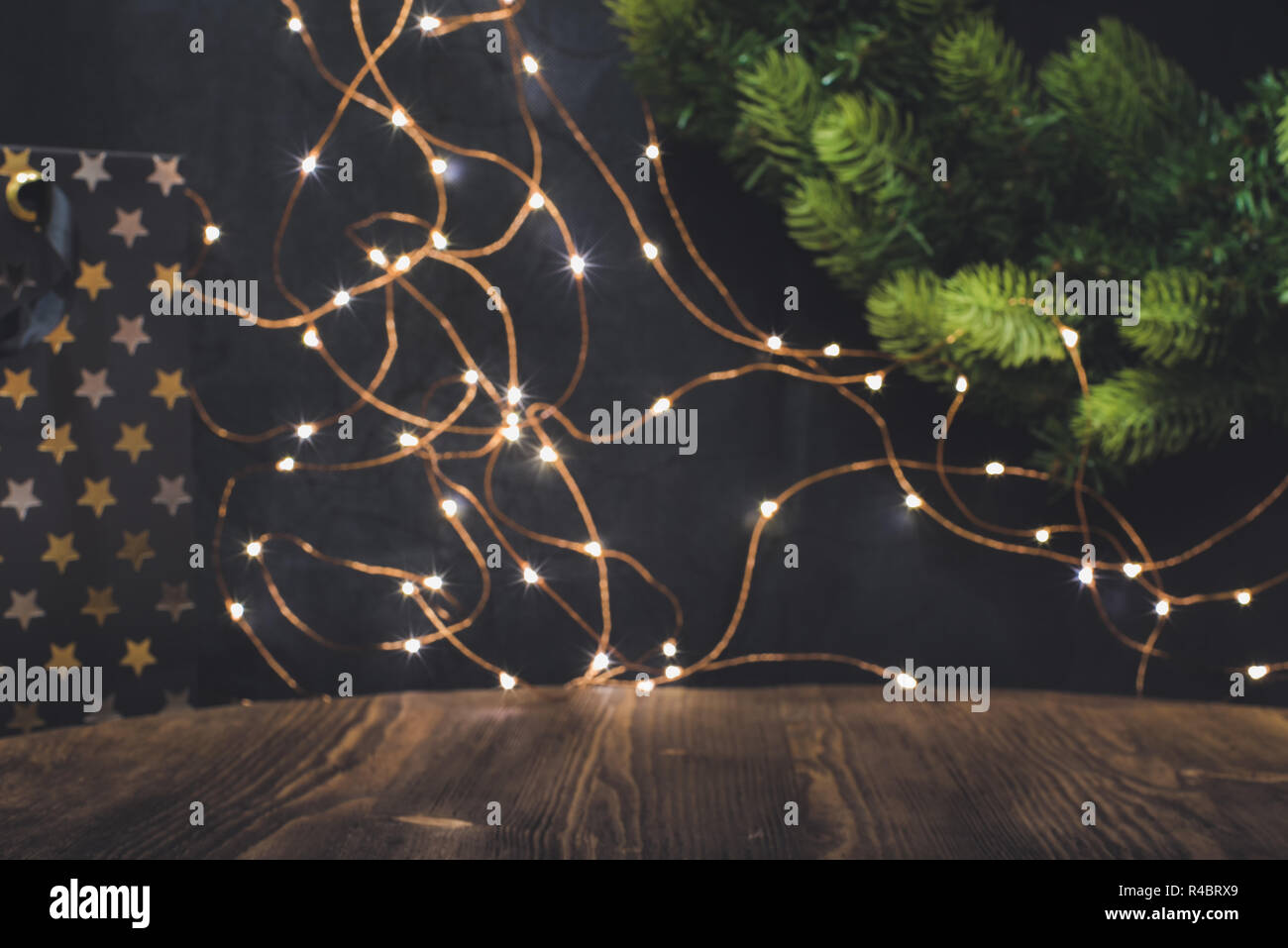 Smooth shady christmas and new year decoration background with star shaped lights Stock Photo