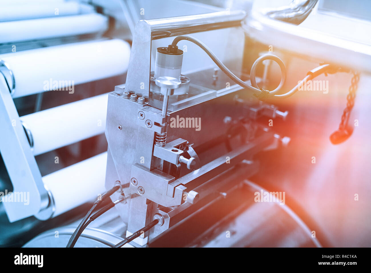 Machine Blue Color Sample metal machine with shafts. Blue tone. Blue tint Stock Photo - Alamy