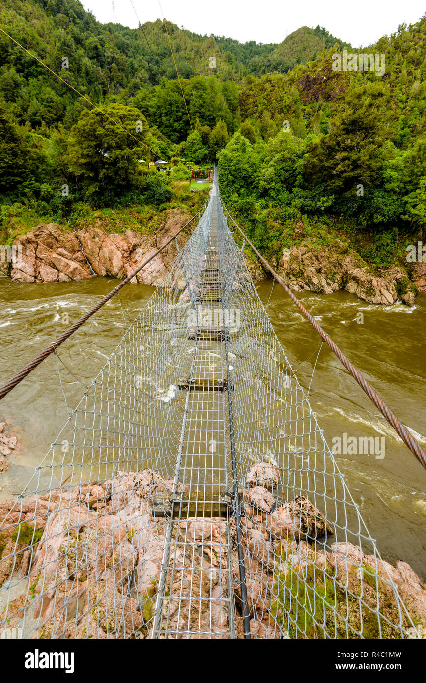 Buller Swing Bridge over Buller river, West Coast, South Island