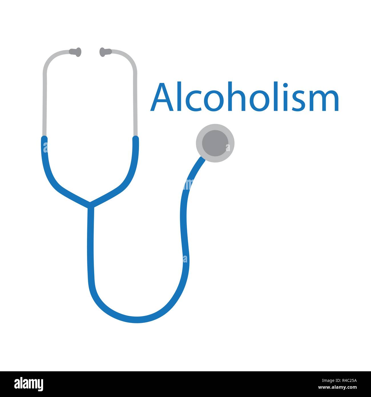 alcoholism word and stethoscope icon- vector illustration Stock Vector