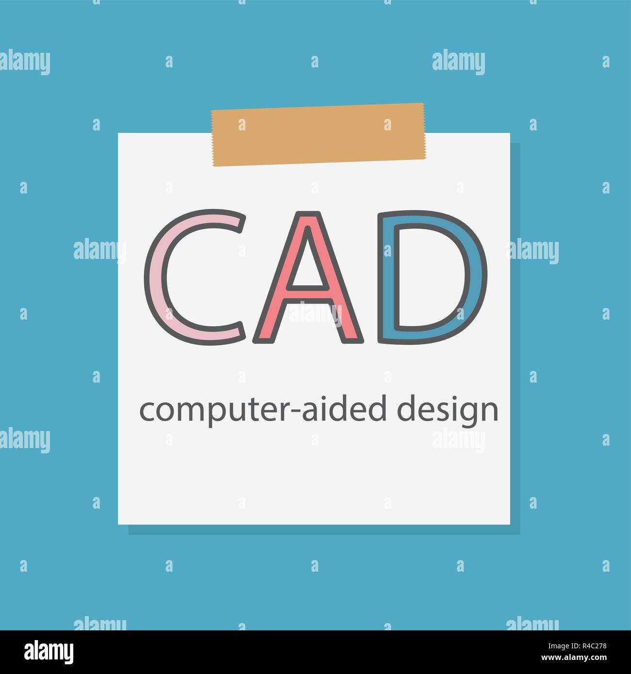 CAD Computeraided design rate written in a notebook paper vector illustration Stock Vector