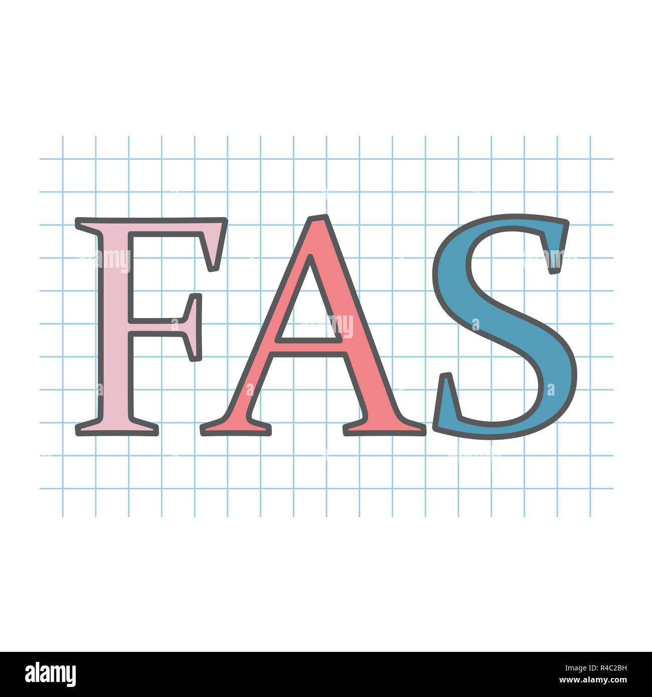 FAS (fetal alcohol syndrome) acronym written on checkered paper Stock Vector