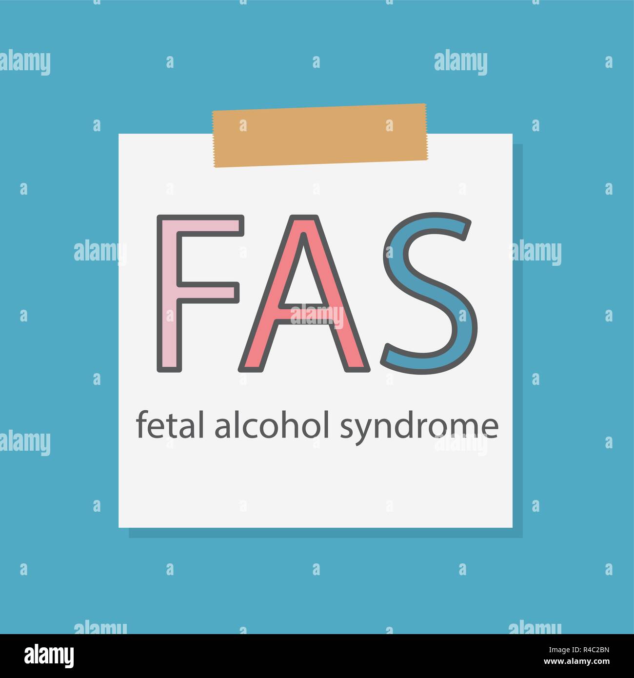 FAS fetal alcohol syndrome written in a notebook paper- vector illustration Stock Vector