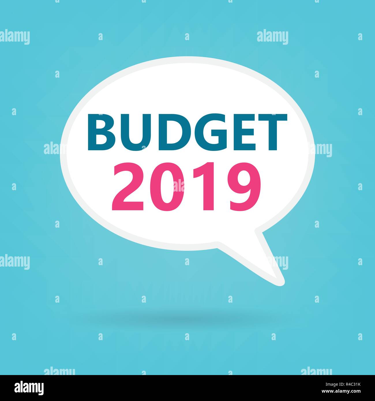 budget 2019 text on a speech bubble- vector illustration Stock Vector