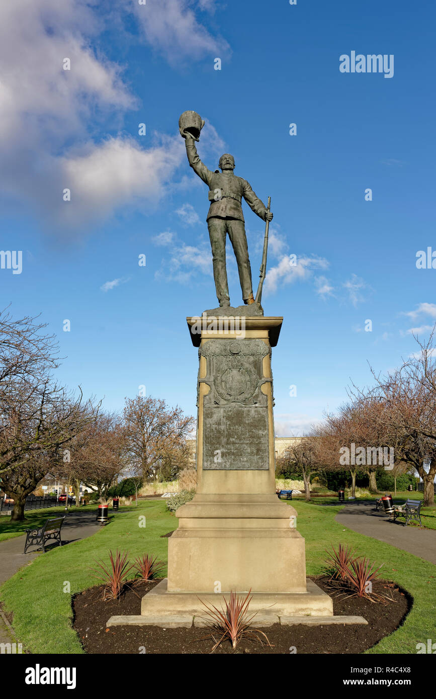 Lancashire Fusiliers Boer War Memorial bronze statue on sandstone