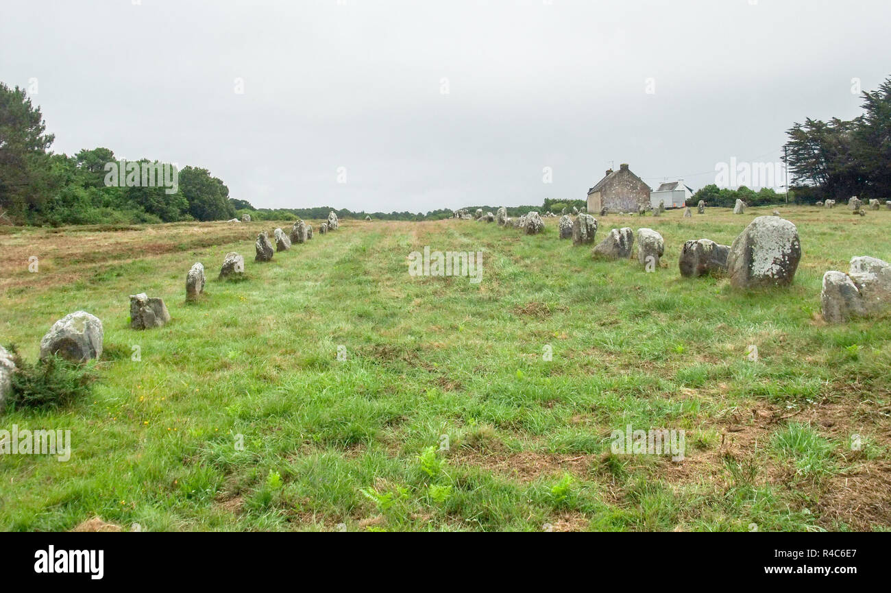 carnac stones in brittany Stock Photo