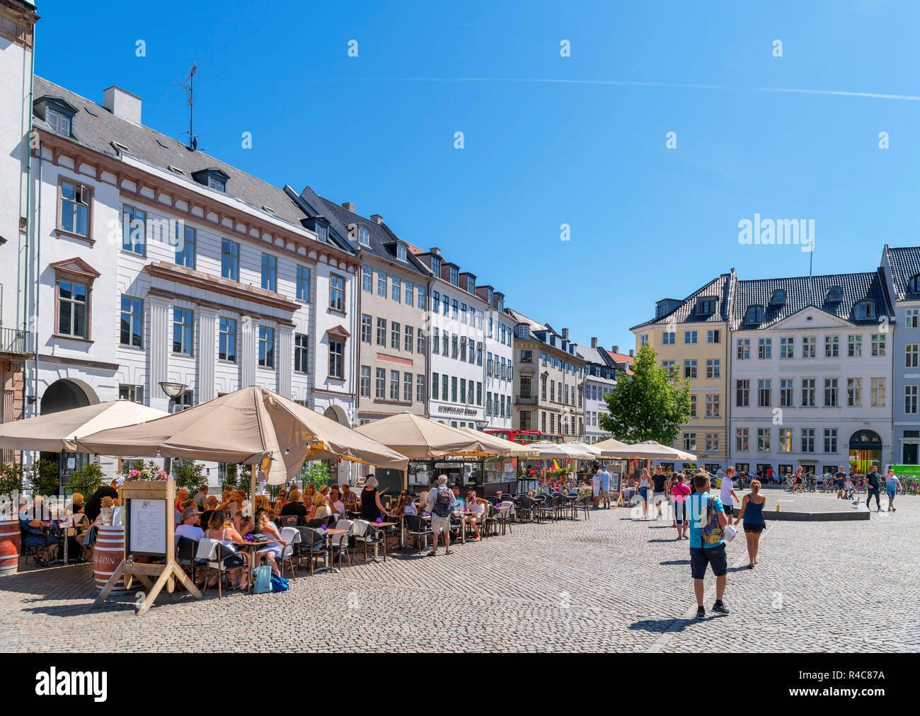 Cafes and restaurants on Nytorv (New Square) in the city centre, Copenhagen, Zealand, Denmark Stock Photo