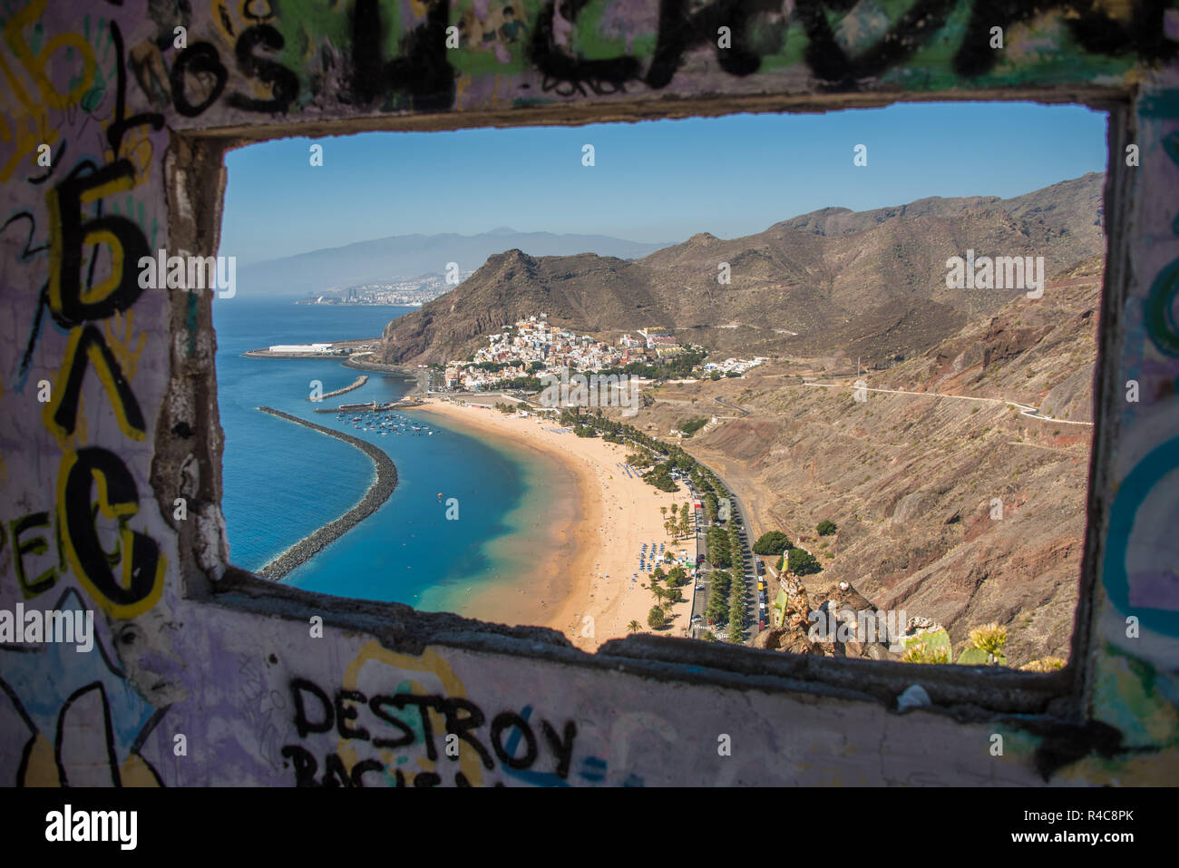 Graphite window , Playa de las Teresitas , Canary Islands, Spain Stock Photo