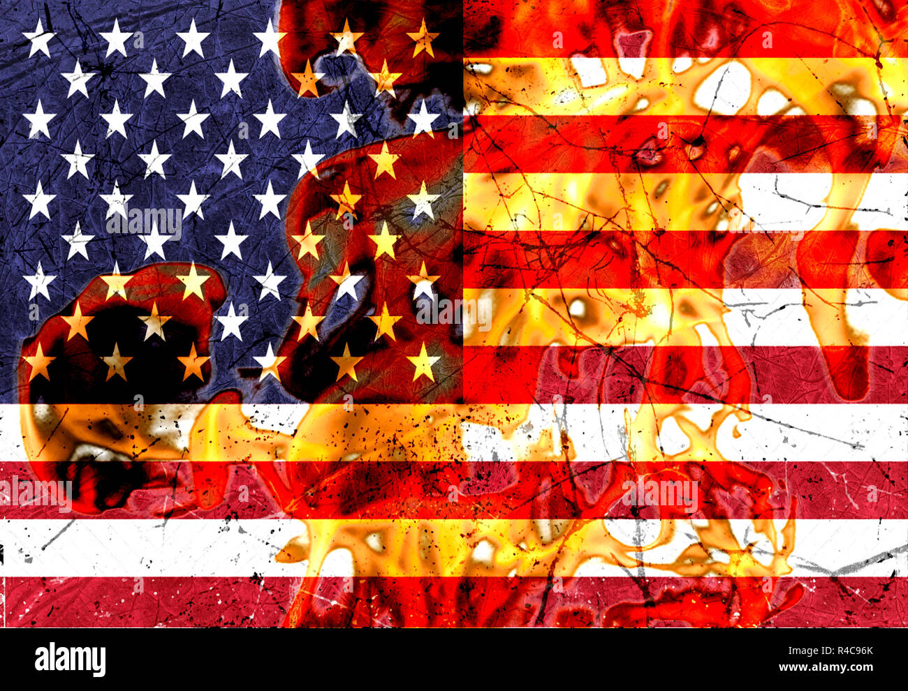 Usa Flag Burning Stock Photo - Alamy