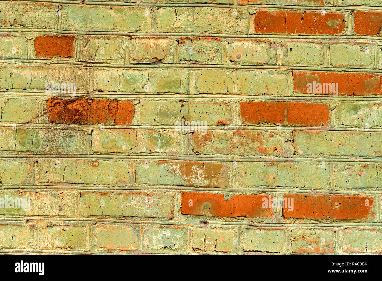 Old vintage green brick wall background close Stock Photo - Alamy
