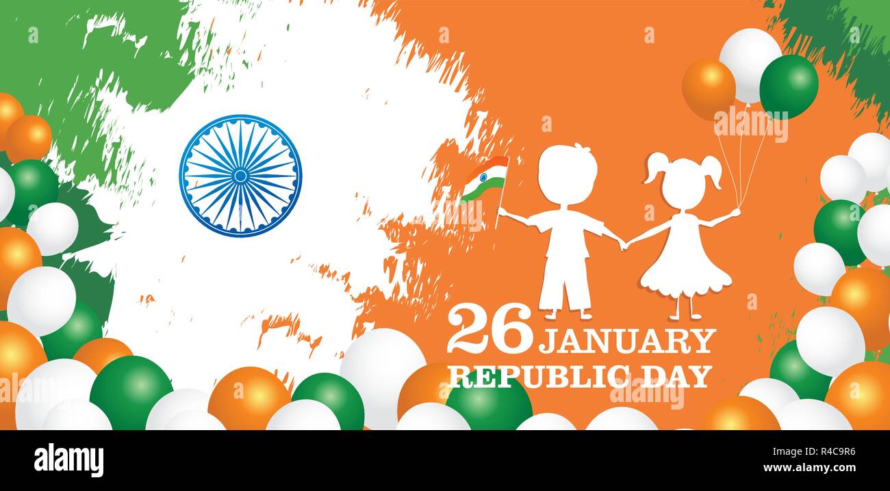 India Republic Day greeting card design vector illustration. 26 January