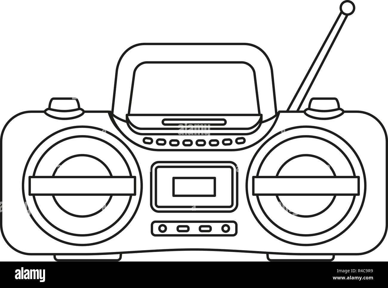 Line art black and white boombox Stock Vector