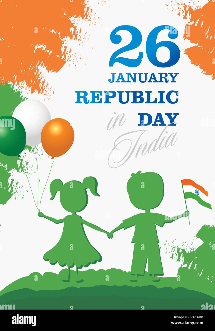 India Republic Day greeting card design vector illustration. 26 January