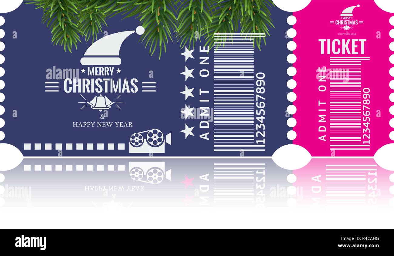 Christmas Or New Year Party Ticket Card Design Template Vector 
