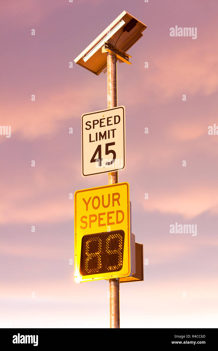 Metered speed over speed limit Stock Photo
