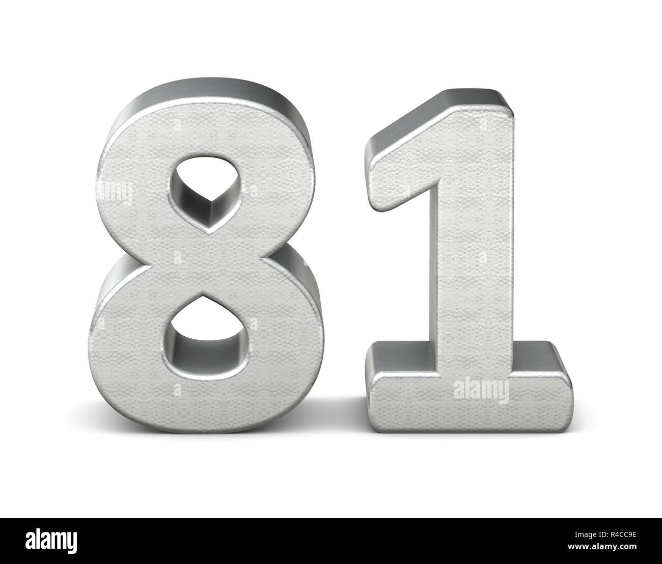81 number 3d silver structure 3d rendering Stock Photo