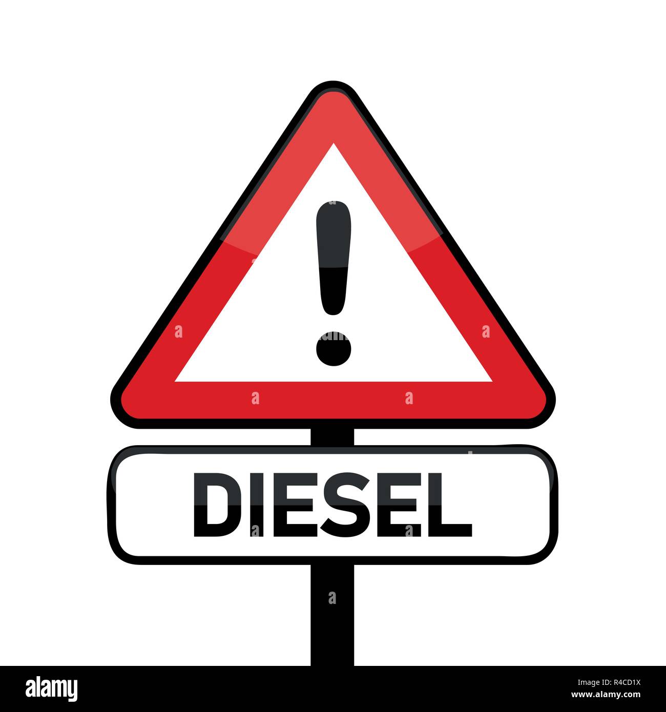 red traffic sign warning diesel emission scandal vector illustration EPS10 Stock Vector