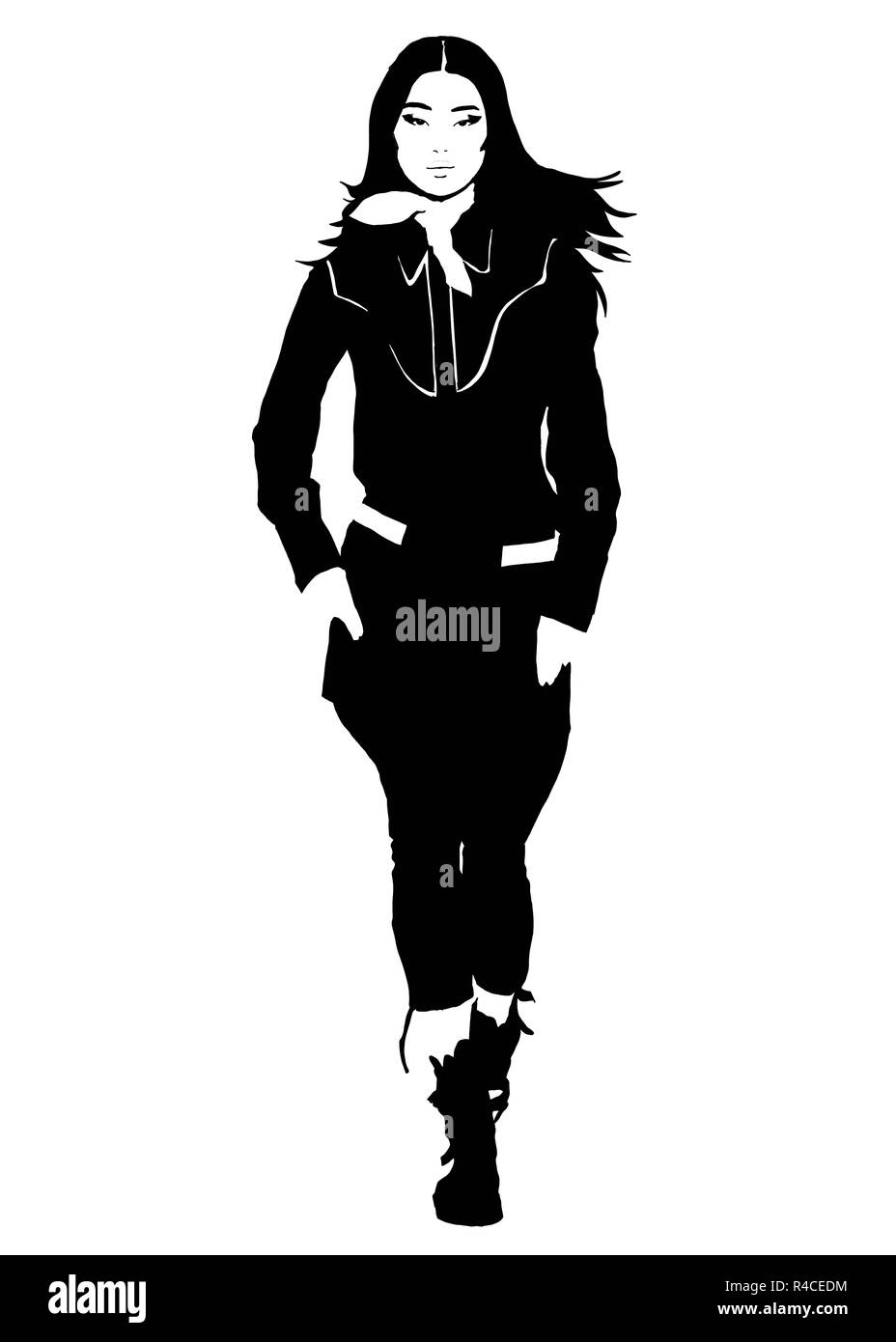 Fashion illustration black and white Stock Photo - Alamy