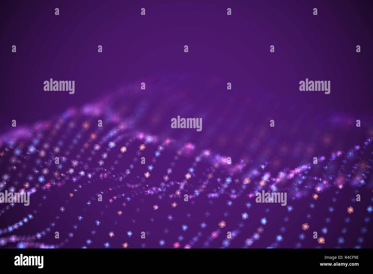 Abstract digital landscape or soundwaves with flowing particles Stock ...
