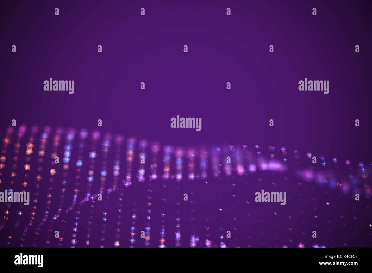 Abstract digital landscape or soundwaves with flowing particles Stock ...
