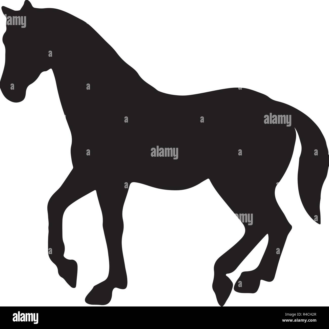 rearing up horse fine vector silhouette and outline - graceful black ...