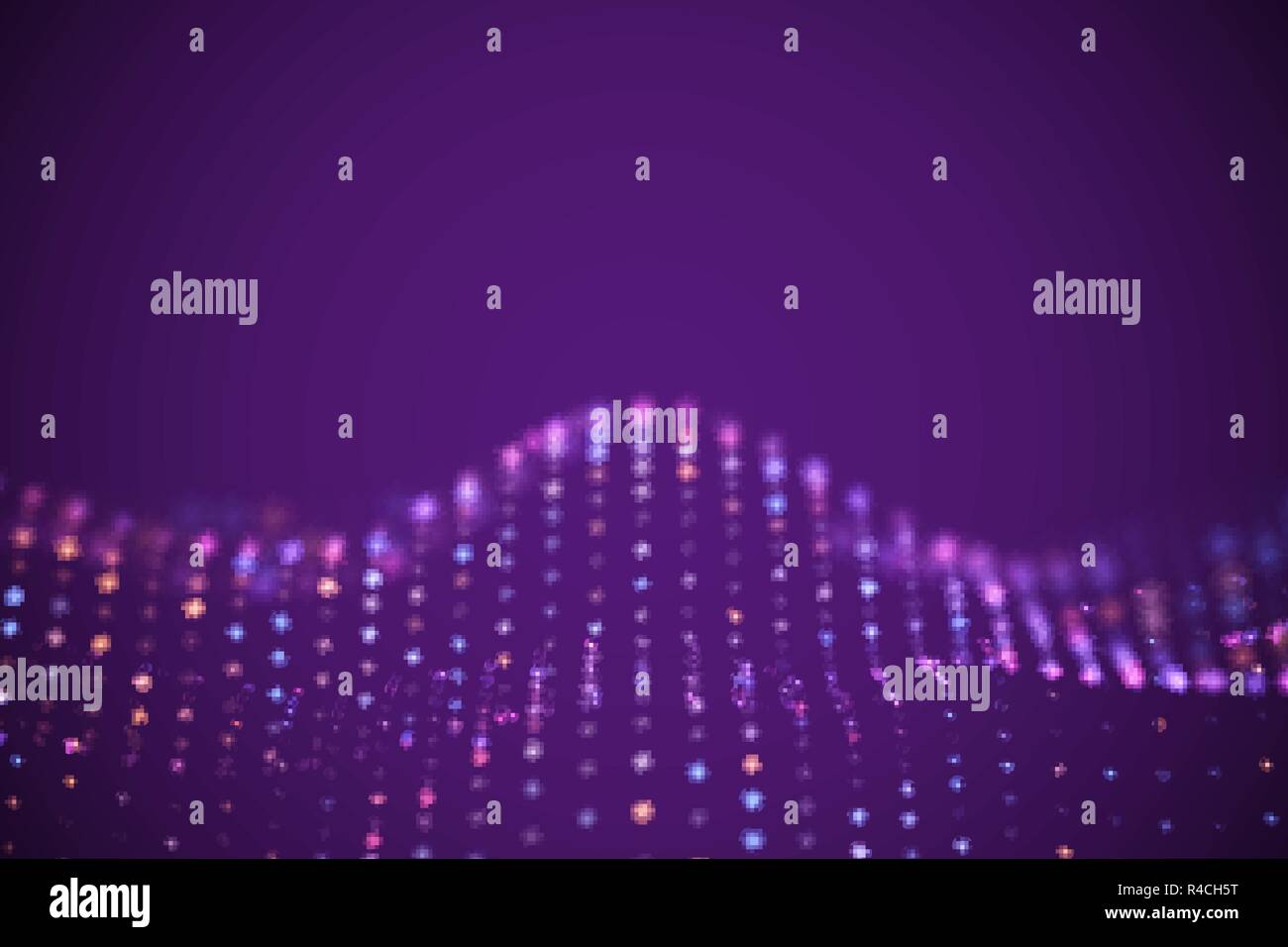 Abstract digital landscape or soundwaves with flowing particles Stock ...