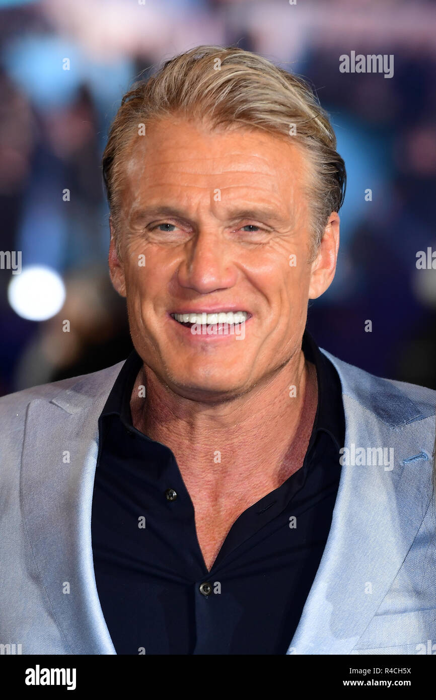 Dolph Lundgren attending the Aquaman premiere held at Cineworld in Leicester Square, London. Stock Photo