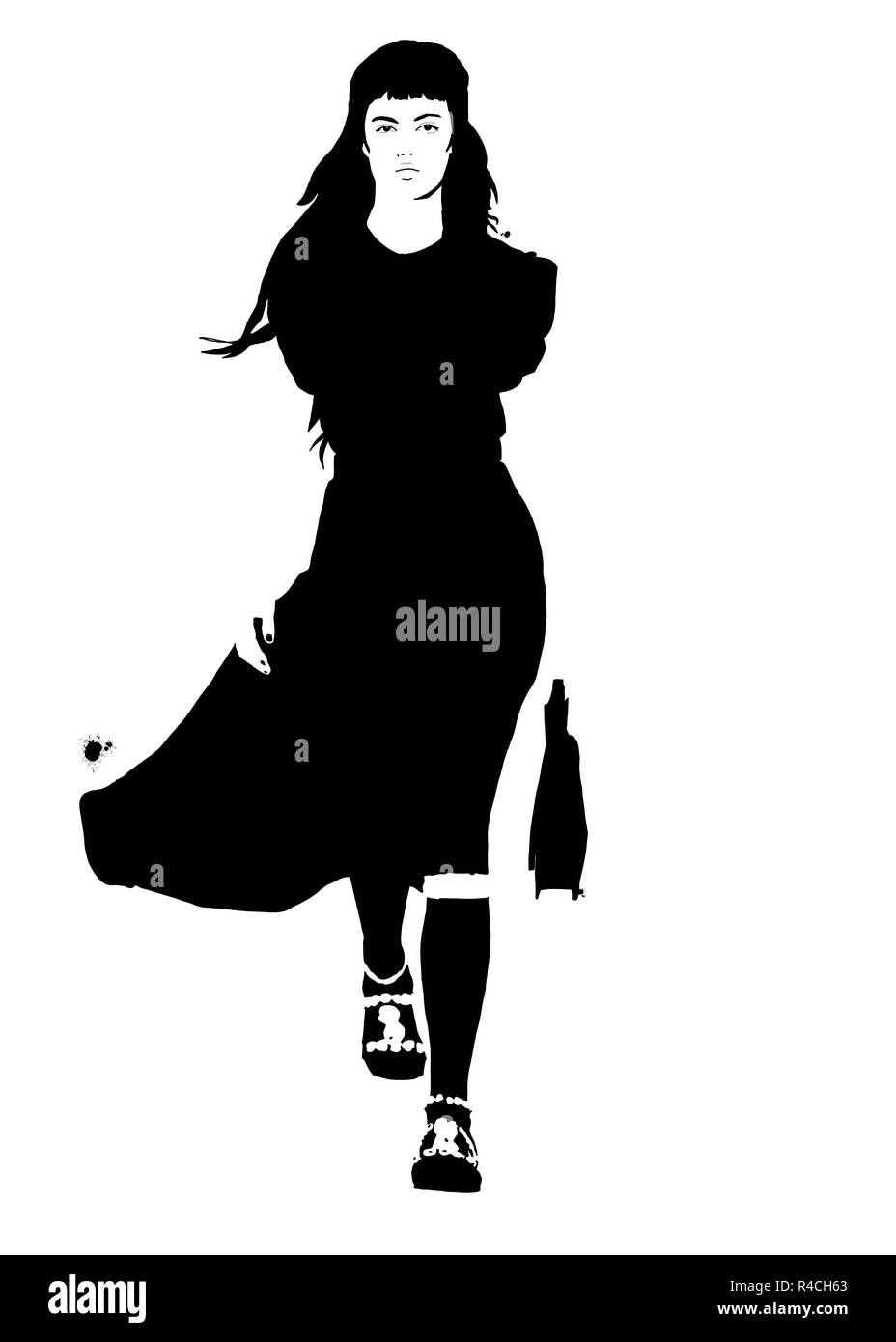 Fashion illustration black and white Stock Photo - Alamy