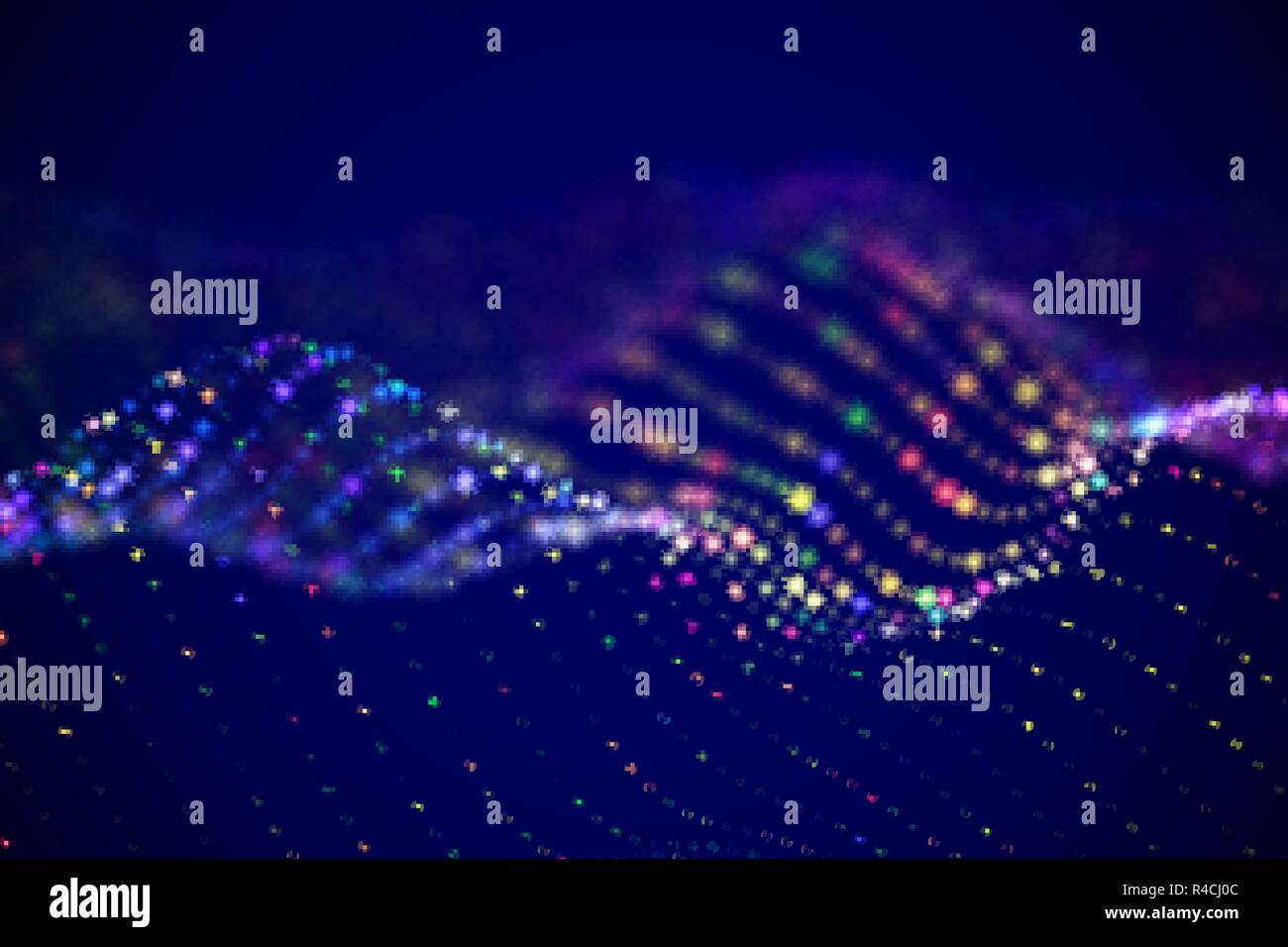 Abstract digital landscape or soundwaves with flowing particles Stock ...