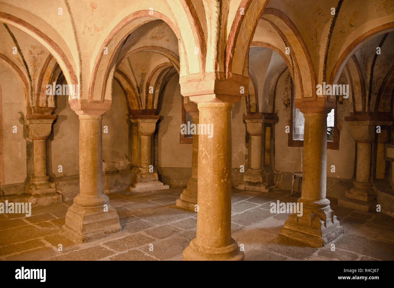 Krypta in romanic church Saint Ursanne, Jura, Switzerland Stock Photo
