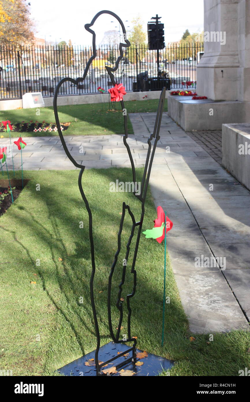 Silhouette of the Unknown Soldier at the War Memorial in Victoria Park