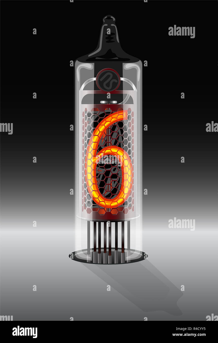 Digit 6 on vintage vacuum tube display Stock Photo Alamy