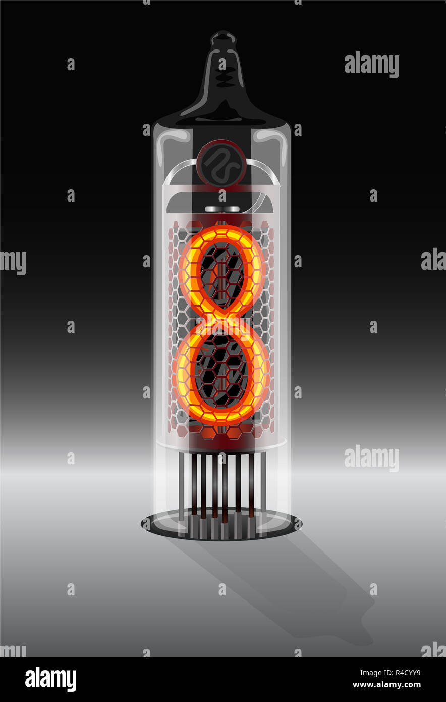 Digit 8 on vintage vacuum tube display Stock Photo Alamy
