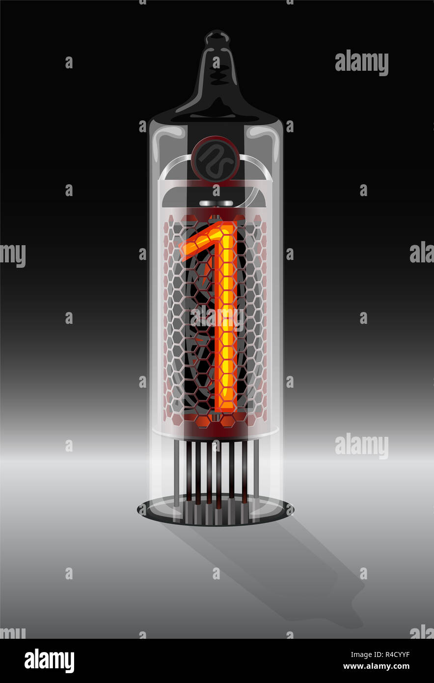 Digit 1 on vintage vacuum tube display Stock Photo Alamy